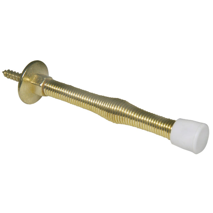 Ultra Hardware 3 In. Polished Brass Plastic Tip Spring Door Stop