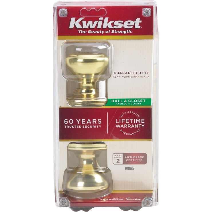 Kwikset Signature Series Polished Brass Hall & Closet Door Knob