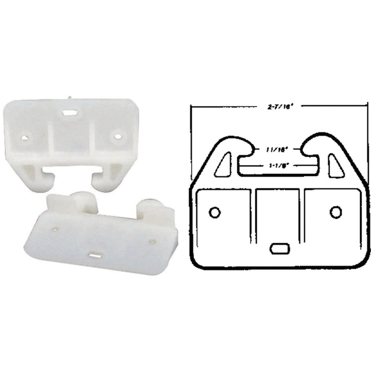 United States Hardware Rear Plastic White Track Guide for 1-1/8 In. Track (2-Pack)
