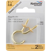National V2021 1-1/2 In. Solid Brass Series Cup Hook (2 Count)