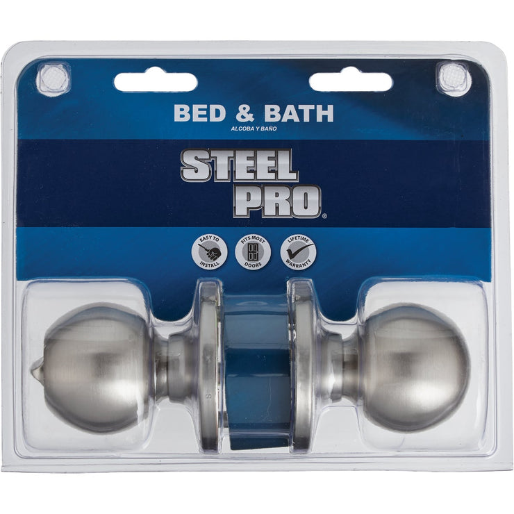 Steel Pro Brushed Nickel Bed & Bath Door Knob