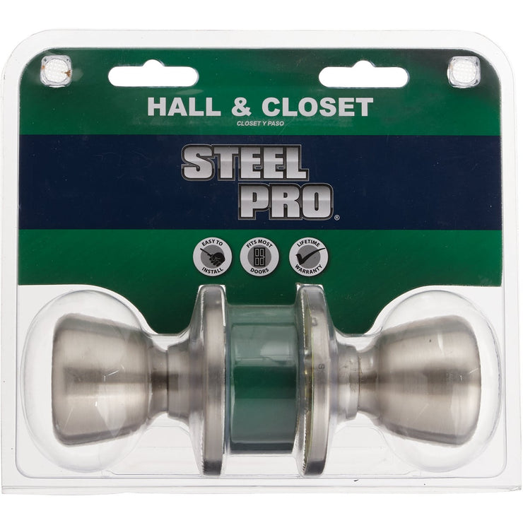 Steel Pro Brush Nickel Hall & Closet Door Knob