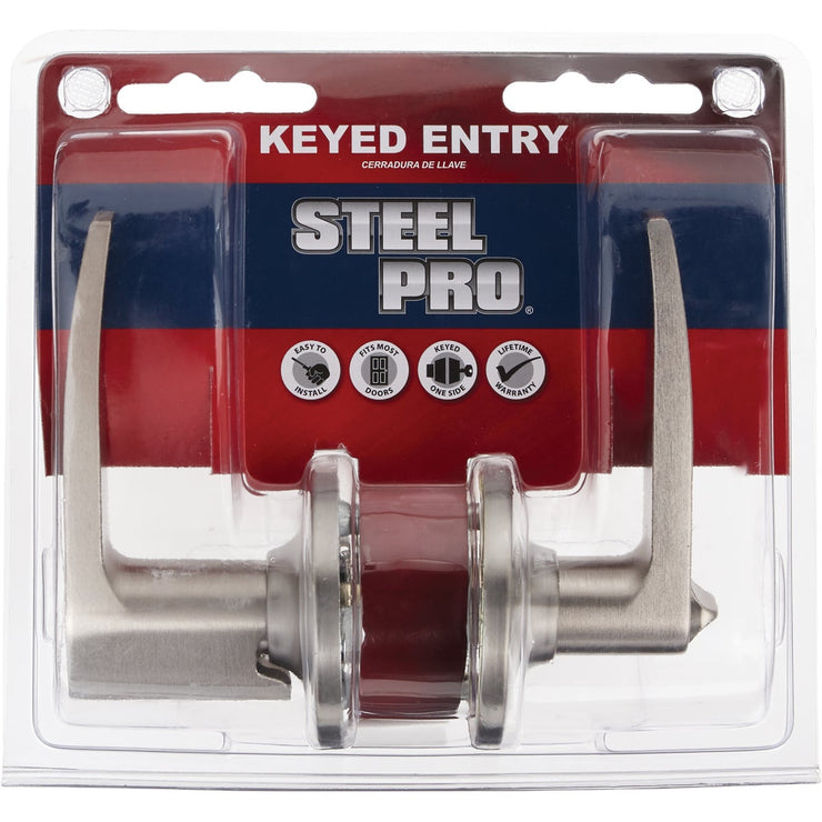 Steel Pro Brushed Nickel Entry Door Lever