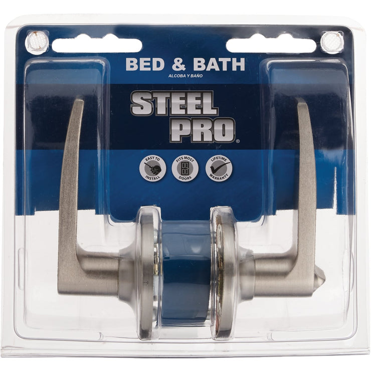Steel Pro Brushed Nickel Straight Privacy Door Lever