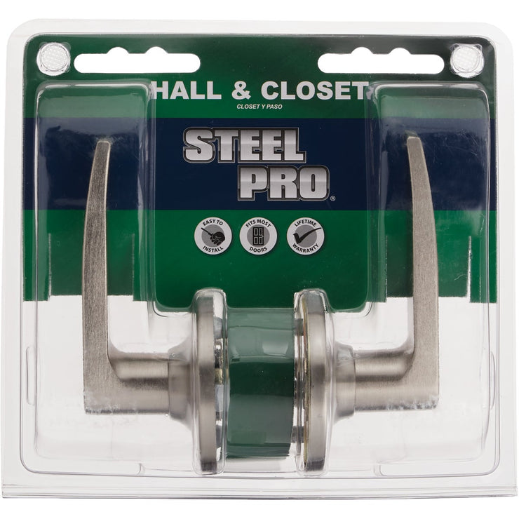 Steel Pro Brushed Nickel Straight Passage Door Lever