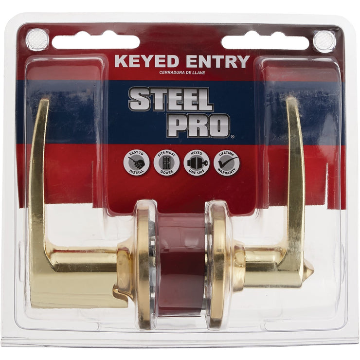 Steel Pro Polished Brass Entry Door Lever