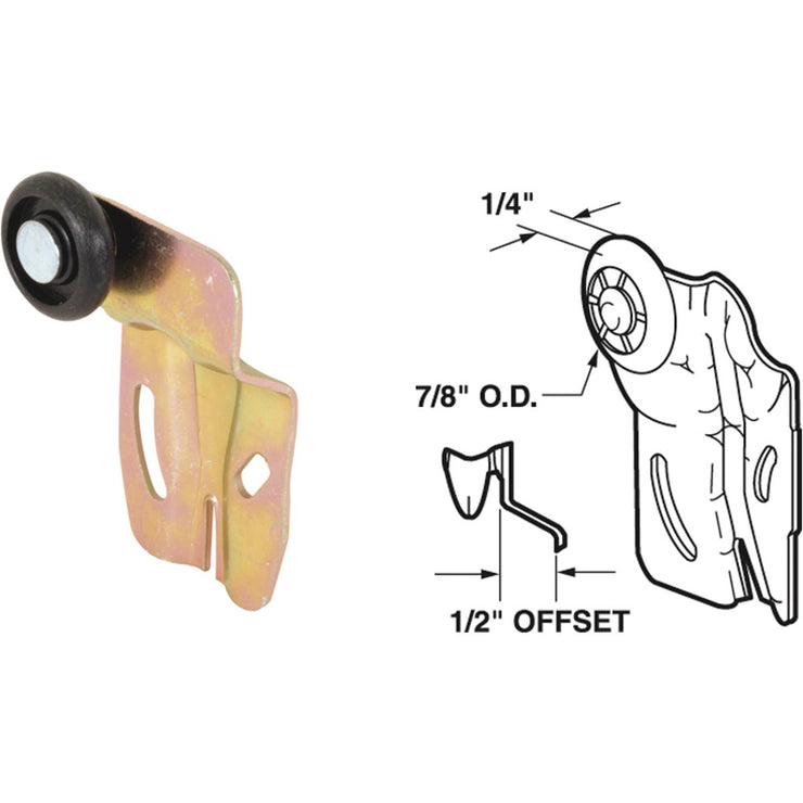 Prime-Line 1/2 In. Offset Adjustable 2-1/4 In. H. Single Wheel Back Bypass Door Roller (2-Count)