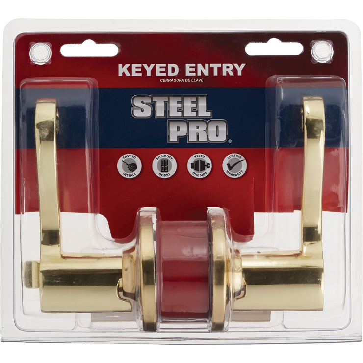 Steel Pro Polished Brass Scroll Entry Door Lever