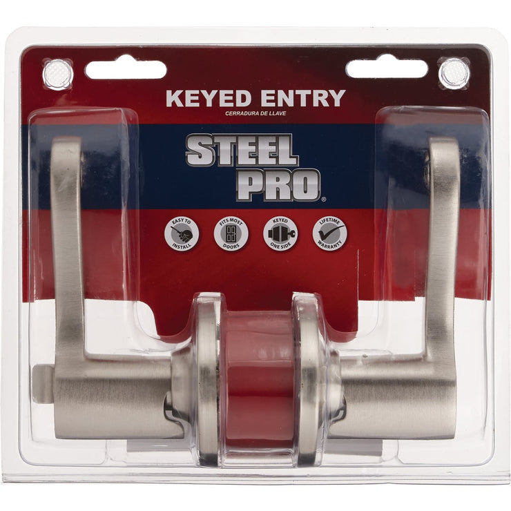 Steel Pro Brushed Nickel Scroll Entry Door Lever