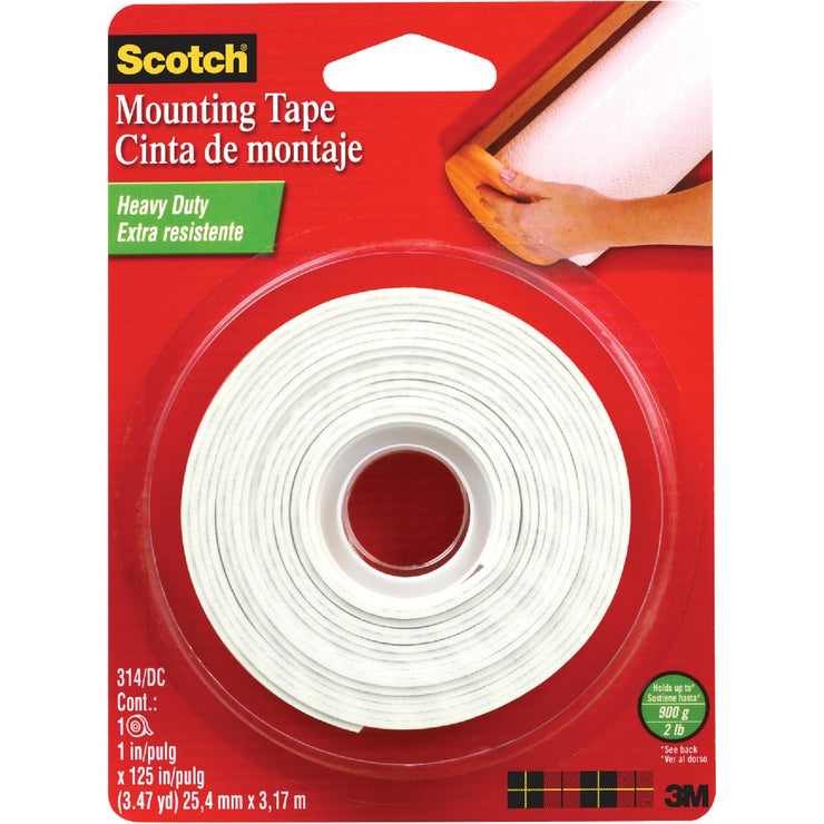 3M Scotch 1 In. x 125 In. White Indoor Double-Sided Mounting Tape (2 Lb. Capacity)