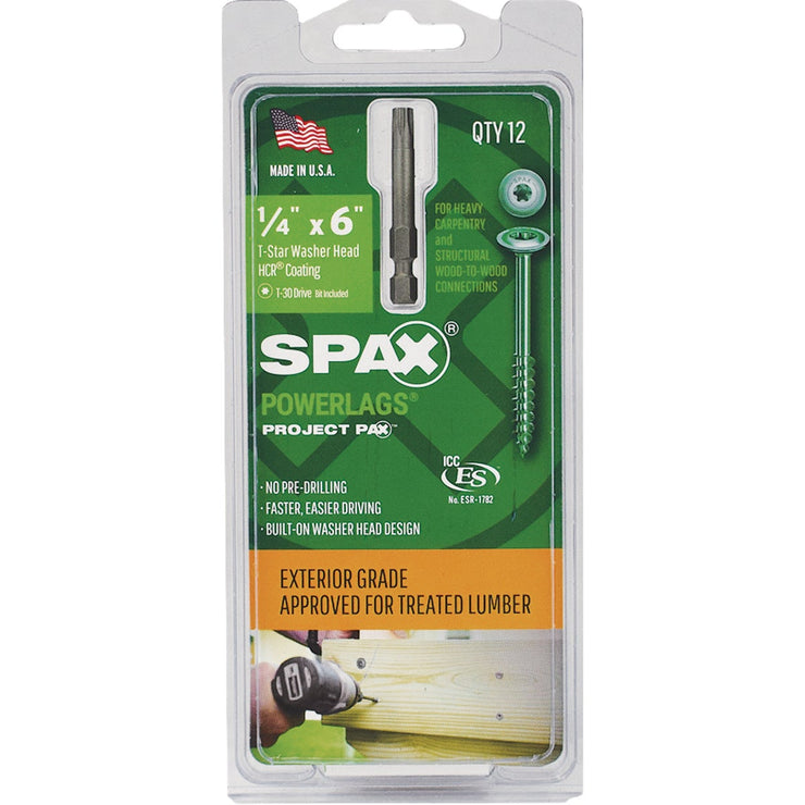 Spax PowerLags 1/4 In. x 6 In. Washer Head Exterior Structure Screw (12 Ct.)