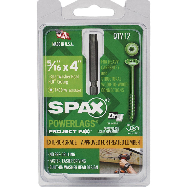 Spax PowerLags 5/16 In. x 4 In. Washer Head Exterior Structure Screw (12 Ct.)