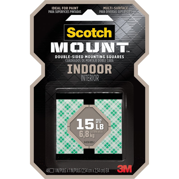 3M Scotch 1 In. x 1 In. 15 Lb. Capacity Removable Mounting Squares (48-Pack)