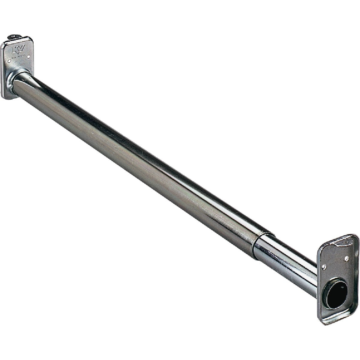Adjustable metal closet rod for a no-drill or low-impact closet setup