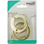 National 1-3/8 In. Steel Closet Rod Socket, Satin Brass (2-Pack)