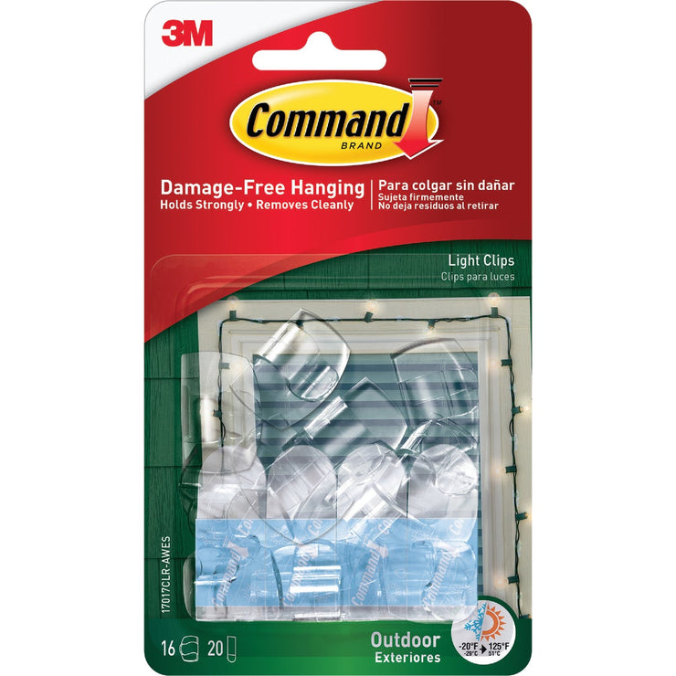 Command Clear Outdoor Light Clips with Foam Strips (16-Pack)