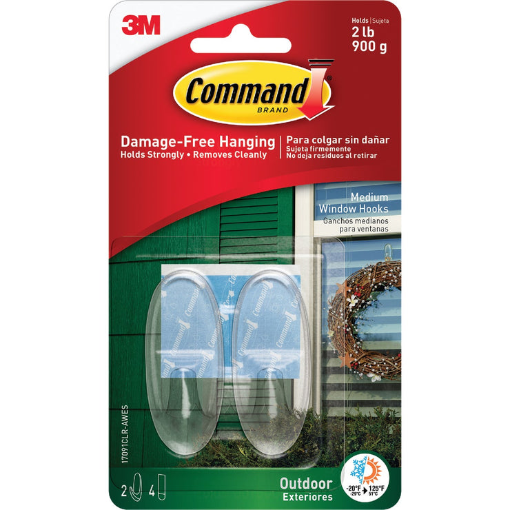 Command Medium Adhesive Outdoor Window Hook (2-Pack)
