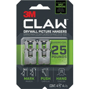 3M Claw 25 Lb. Drywall Picture Hanger with Temporary Spot Marker (4 Hangers, 4 Markers)