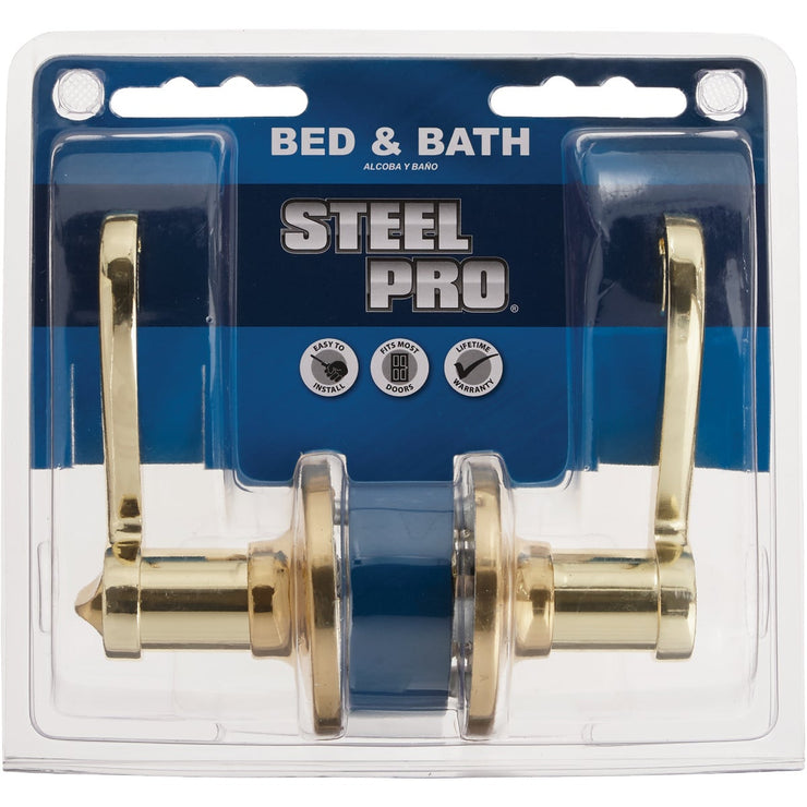 Steel Pro Polished Brass Scroll Privacy Door Lever