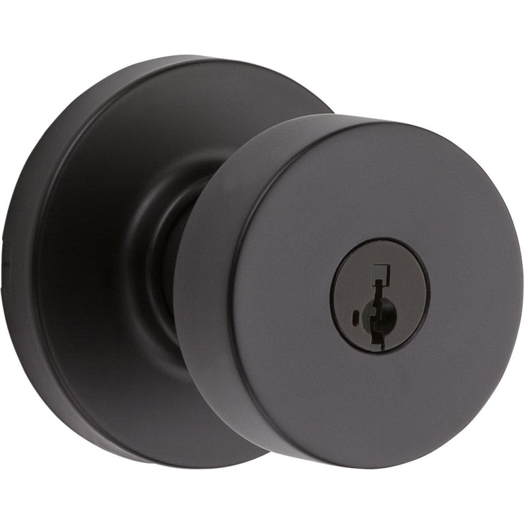 Kwikset Pismo Contempoaray Matte Black Entry Knob with Smart Key