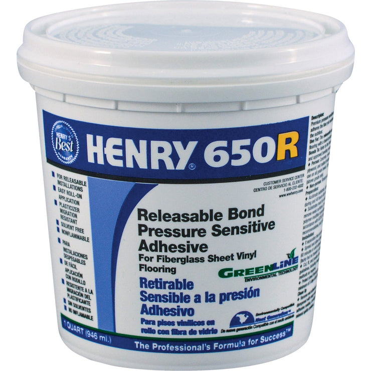 Henry Releasable Bond Pressure Sensitive Fiberglass Sheet Vinyl Floor Adhesive, Qt.