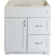 CraftMark Shaker Retreat White 30 In. W x 34 In. H x 21 In. D Vanity Base, 1 Door/2 Drawer