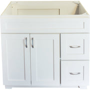 CraftMark Shaker Retreat White 36 In. W x 34 In. H x 21 In. D Vanity Base, 2 Door/2 Drawer