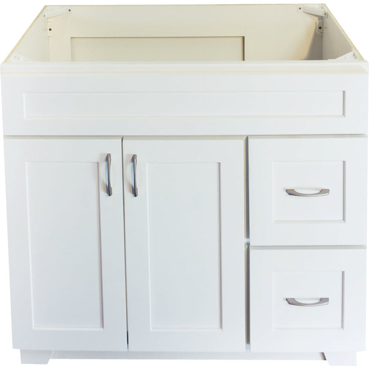 CraftMark Shaker Retreat White 36 In. W x 34 In. H x 21 In. D Vanity Base, 2 Door/2 Drawer