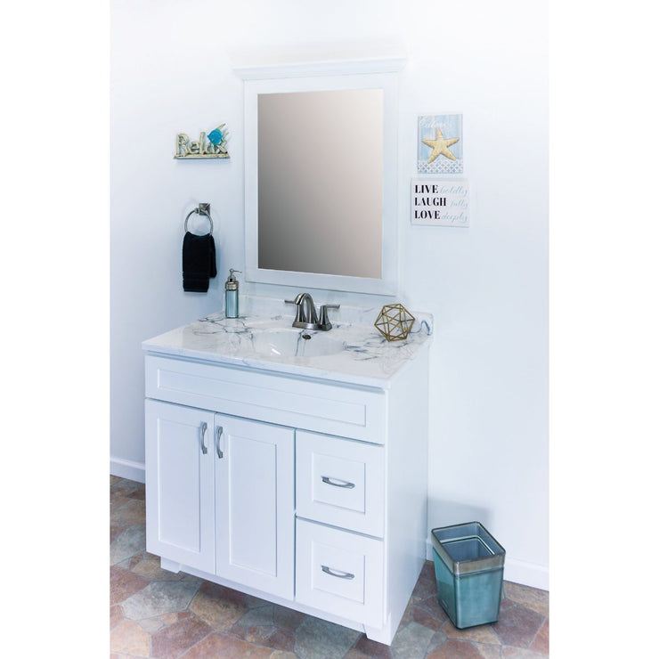 CraftMark Shaker Retreat White 36 In. W x 34 In. H x 21 In. D Vanity Base, 2 Door/2 Drawer