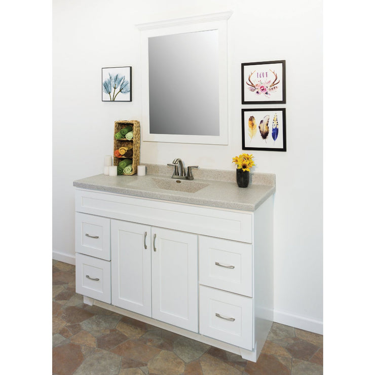 CraftMark Shaker Retreat White 48 In. W x 34 In. H x 21 In. D Vanity Base, 2 Door/4 Drawer