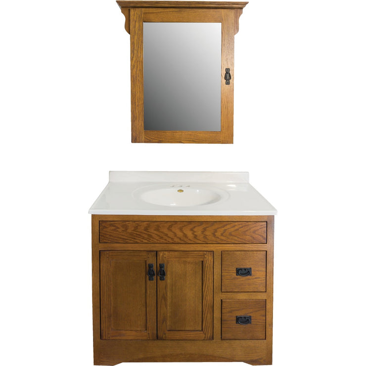 CraftMark Craftsmen Estate Oak 36 In. W x 34 In. H x 21 In. D Vanity Base, 2 Door/2 Drawer