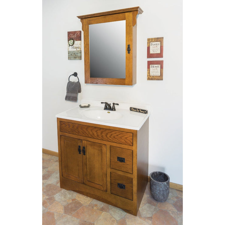 CraftMark Craftsmen Estate Oak 36 In. W x 34 In. H x 21 In. D Vanity Base, 2 Door/2 Drawer