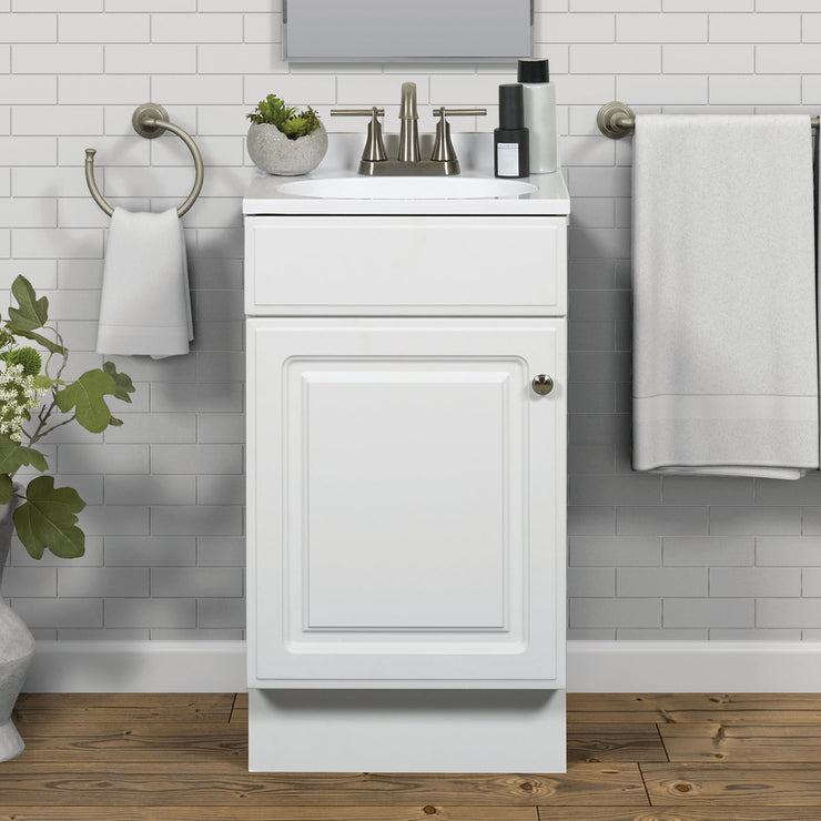 Zenith Zenna Home White 18 In. W x 35 In. H x 16 In. D Vanity with White Cultured Marble Top