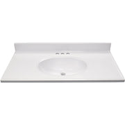 Modular Vanity Tops 37 In. W x 19 In. D Solid White Cultured Marble Non-Drip Edge Vanity Top with Oval Bowl