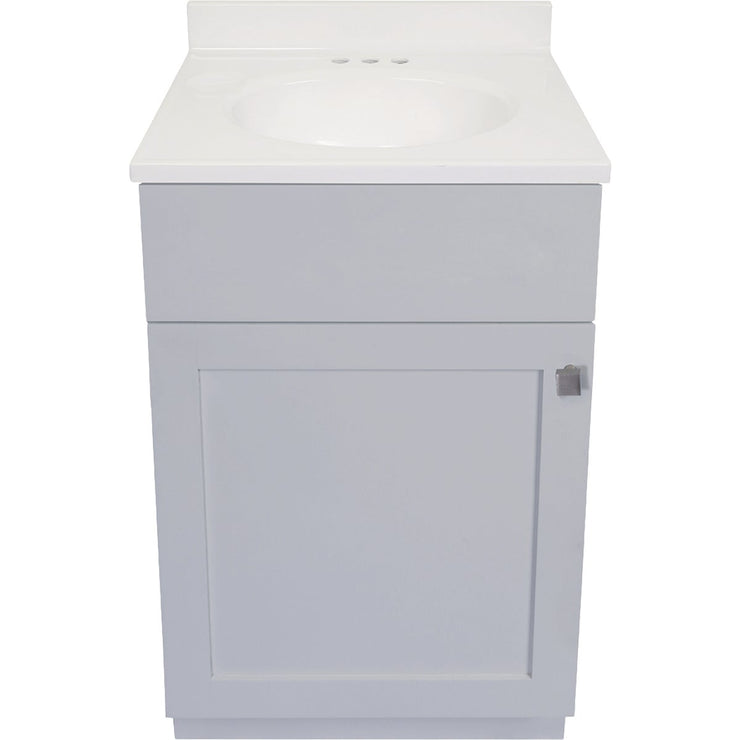 Modular Charleston Gray 18 In. W x 34-1/2 In. H x 16 In. D Vanity with White Cultured Marble Top