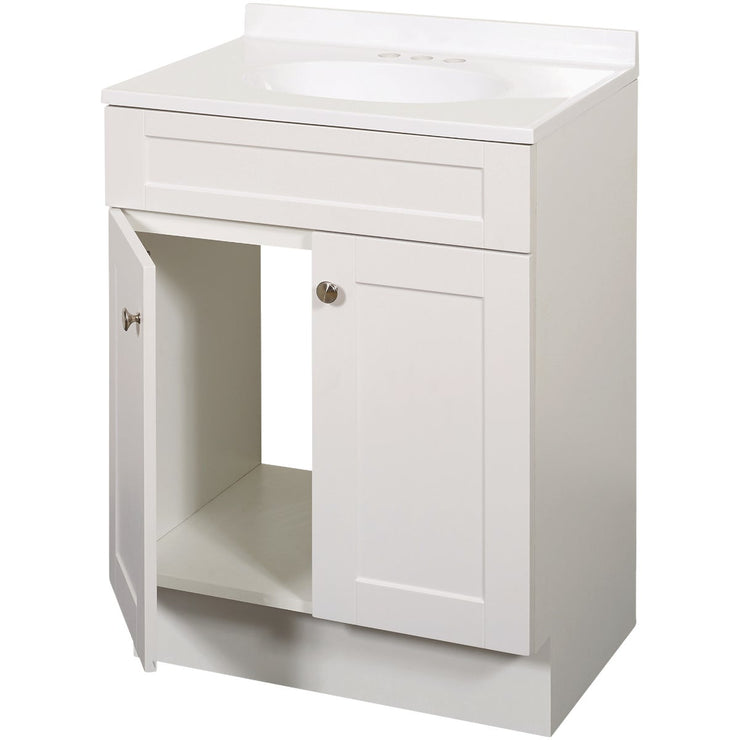 Zenith Zenna Home White 24 In. W x 35 In. H x 18 In. D Shaker Vanity with White Cultured Marble Top