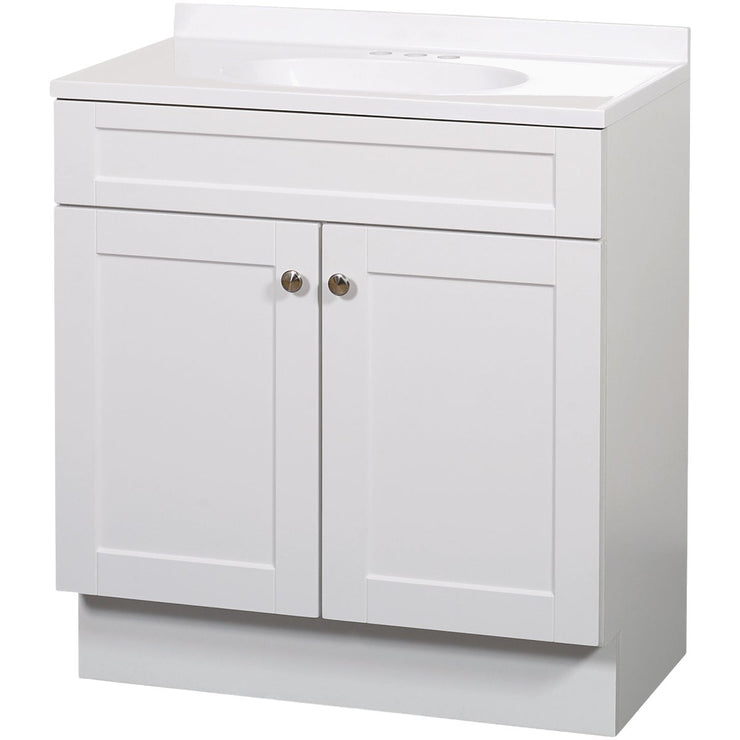 Zenith Zenna Home White 30 In. W x 35 In. H x 18 In. D Shaker Vanity with White Cultured Marble Top