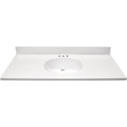 Modular Vanity Tops 49 In. W x 22 In. D Solid White Cultured Marble Flat Edge Vanity Top with Oval Bowl