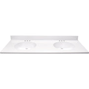 Modular Vanity Tops 61 In. W x 22 In. D Solid White Cultured Marble Flat Edge Vanity Top with Oval Bowl