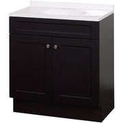 Zenith Zenna Home Espresso 30 In. W x 35 In. H x 18 In. D Shaker Vanity with White Cultured Marble Top