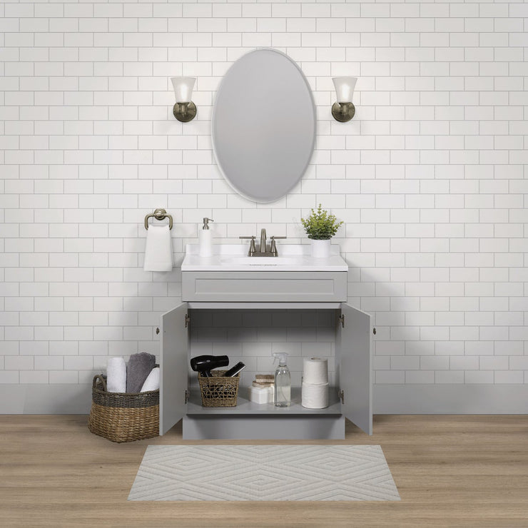 Zenith Zenna Home Cool Gray 36 In. W x 35 In. H x 18 In. D Shaker Vanity with White Cultured Marble Top