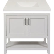 Modular Monaco White 36 In. W x 34-1/2 In. H x 21 In. D Vanity with White Cultured Marble Top