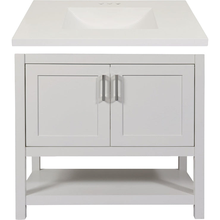 Modular Monaco White 36 In. W x 34-1/2 In. H x 21 In. D Vanity with White Cultured Marble Top