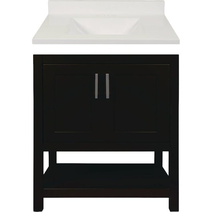 Modular Monaco Espresso 30 In. W x 34-1/2 In. H x 21 In. D Vanity with White Cultured Marble Top