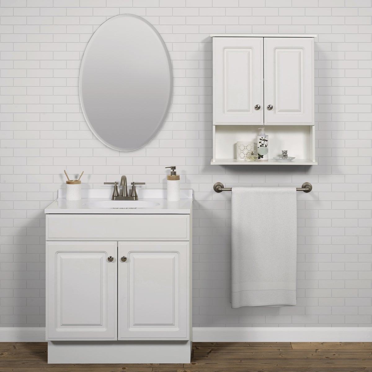 Zenith Zenna Home White 23 In. W x 28 In. H x 8-1/4 In. D Wall Bath Ca ...