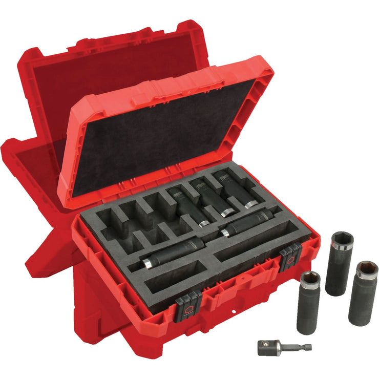 Milwaukee SHOCKWAVE Standard 1/2 In. Drive 6-Point Deep Impact Driver Set (9-Piece)
