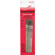 Milwaukee U-Shank 4 In. x 10 TPI High Carbon Steel Jig Saw Blade, Wood Cutting (5-Pack)