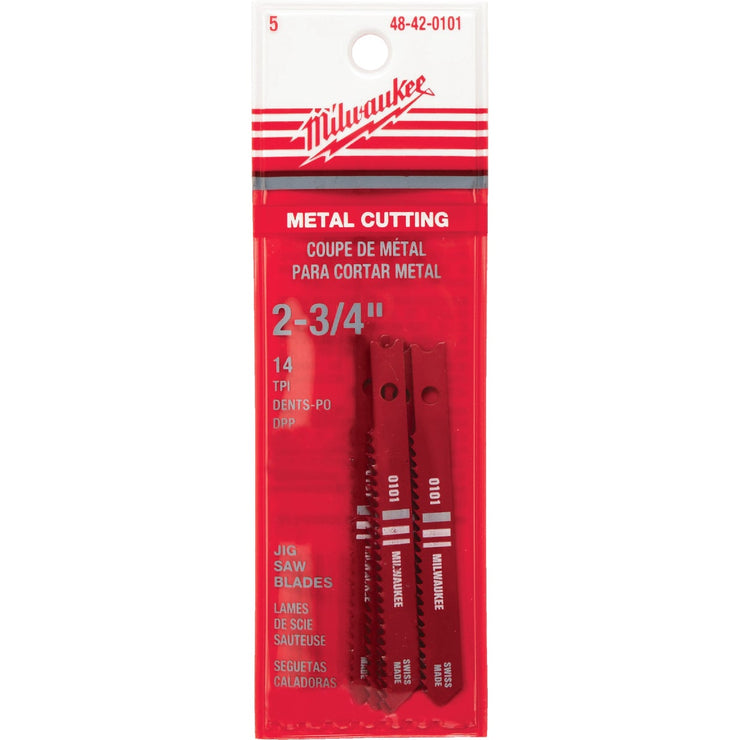 Milwaukee U-Shank 2-3/4 In. x 14 TPI High Speed Steel Jig Saw Blade, Metal Cutting (5-Pack)
