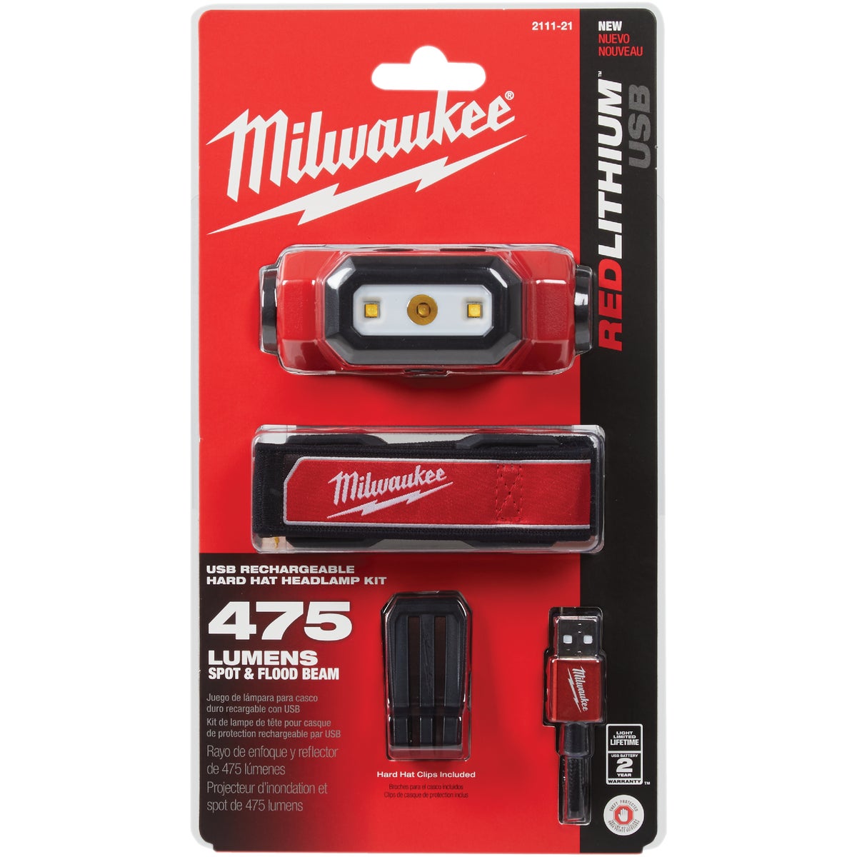 Milwaukee 475 Lm. LED REDLITHIUM USB Rechargeable Hard Hat Headlamp –  Hemlock Hardware