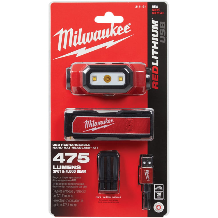 Milwaukee 475 Lm. LED REDLITHIUM USB Rechargeable Hard Hat Headlamp – Hemlock Hardware Milwaukee 475 Lm. LED REDLITHIUM USB Rechargeable Hard Hat Headlamp – Hemlock Hardware